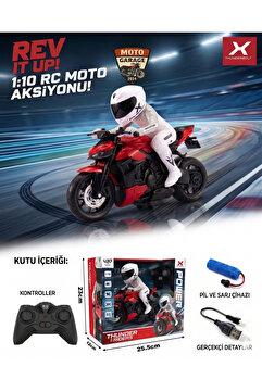 MotoGarage TH-Speed X Uzaktan Kumandalı RC Motosiklet Model - Kırmızı - 1/10 Ölçek - Yarışçı Figürlü