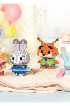 Bricks make a wise life Nick Wilde ve Judy Hopps Bricks - İkili Set - Eğitici Oyuncak Koleksiyonu - Kutulu Ambalaj - Orijinal