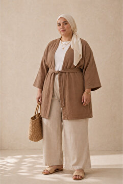 CNG MODA Büyük Beden Muslin Kimono