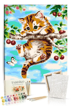 Tabdiko Sayılarla Boyama Seti 40 x 50 cm Tuval Şasesine Gerili Yaramaz Yavru Kedi