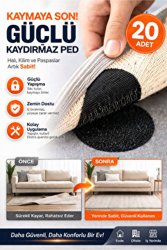 AYGÖREN HOME 20'li Halı Kilim Koltuk Örtüsü Sabitleyici Kaydırmaz Cırt Yıkanabilir Kendinden Yapışkanlı Ped