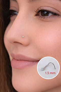 Sacce Scarves&Accessories 316 L Çelik 1.5 mm Tektaş Hızma Arkası Kıvrımlı Düşmeyen Burun Piercingi