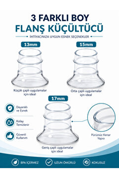 Babyhope Göğüs Pompası Kalkanı Silikon Flanş Küçültücü 13-15-17 mm 3'lü Set