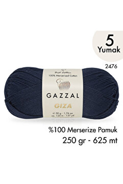 Gazzal Giza 2476-%100 Merserize Pamuk İplik Yazlık Örgü Amigurumi - 5 Yumak