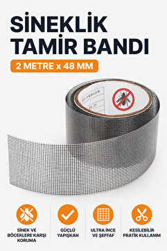 plant-home Sineklik Tamir Bandı 2 Metre x 48 mm | Güçlü Yapışkanlı Sineklik Yama Bandı | Pencere ve Kapı Sineklik Onarıcı