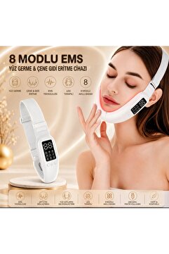 Types EMS Yüz germe çene gıdı eritme cihazı 8 mod LED'li ve titreşimli