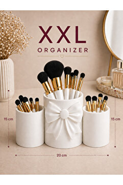 HEDİX DİGİTAL HEDİX 3lü Dekoratif Masa Üstü Fırçalık/Kalemlik XXL TASARIM