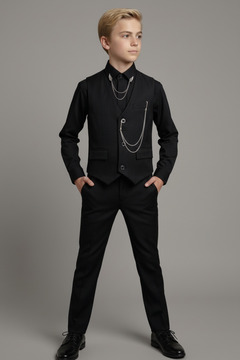 Doctor junior Erkek Çocuk Slim Fit Takım Elbise Yelekli 2'li Takım / Gömleksiz_mnvs8014