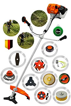 Lieber German 10 Pcs Full Setli Yan Tipi Benzinli Ot Çalı Çim Biçme Tırpan Makinesi