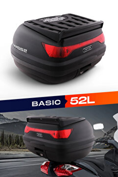 Genel Markalar Wogen 52 Litre Motosiklet Arka Çantası Üst Bagaj Basic Siyah