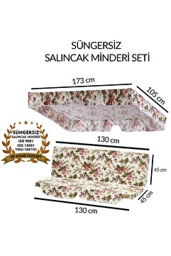 Vip Home Concept Salıncak Minder Seti SÜNGERSİZ 2 Kişilik Tenteli Salıncak Minder Seti İNGİLİZ GÜLÜ