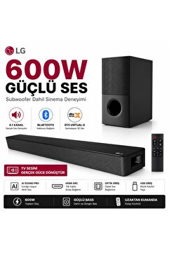 LG 600 W Ultra Ses Güçlü 4.1 Kanal Dolby Digital Ve Dts Destekli Akıllı Bluetooth Soundbar, Ev Sinema Sistemi