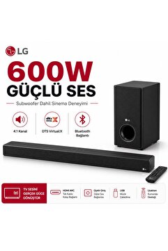 LG Yapay Zeka Destekli Ses Optimizasyonlu 600 W 4.1 Kanal Soundbar Sistemi Kablosuz Subwoofer Ve Bluetooth 5.3