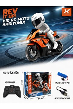 MotoGarage TH-Speed X Uzaktan Kumandalı RC Motosiklet Model - Turuncu- 1/10 Ölçek - Yarışçı Figürlü