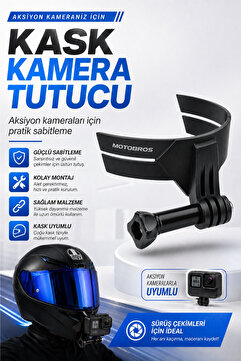 Motobros Motosiklet Kask Kamera Tutucu Çene Yapıştırıcılı Telefon Tutuculu Kask Kamera Tutucu Tüm Kasklara Uygun