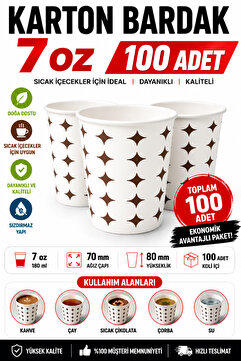 Kullanatsepetim 7oz Karton Bardak 100 Adet 1.kalite Akıtmaz Sızdırmaz bardak