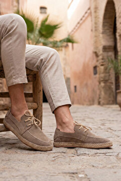 by selvi Lukka Shoes Sahra Erkek Suni Deri Bağcıklı Espadril