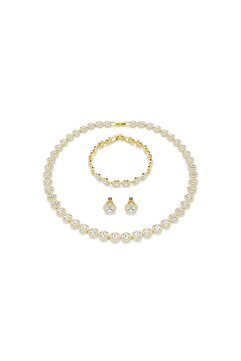 Swarovski Una Angelic Set, Set (3), Yuvarlak kesim, Beyaz, Altın rengi kaplama