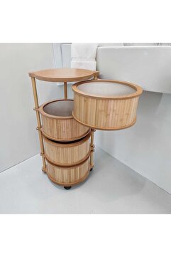 ARBOR EV BAMBU SEBZELİK VE ORGANİZER 4 KATLI YUVARLAK KEMENÇE