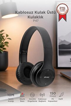 Torima Bluetooth Kulaklık Kulak Üstü Kablosuz Kulaklık P47 Siyah
