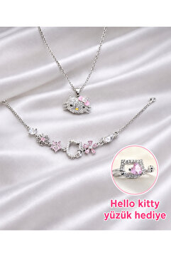 shop HELLO KITTY KOLYE BİLEKLİK SETİ ÇELİK