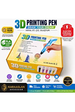 ORH 3d Kalem 3d Pen Üç Boyutlu Yazıcı Kalem Printer (3 ADET 3M FİLAMENT -9METRE-)