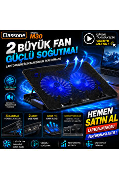 Classone M30 Gaming Mavi Led Notebook Sogutucu,14-17 Inch, 2 Fan, 2 Usb, 4x Stand Özelliği