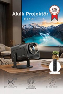 Torima Projeksiyon Cihazı Taşınabilir Ev Sinema 4K 1080P Android Akıllı Projektör HY320 Siyah