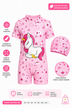 pijama moda Kız Çocuk Pembe Unicorn Desenli Mayo.boneli.kalıplar Güncellendi.