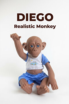 ARI TOYS Oyuncak Maymun Diego 35 cm | Gerçekçi Esnek Et Dokulu Dekoratif Hayvan Figür | Çocuk ve Yetişkinlere Hediyelik | Doğum Günü
