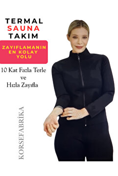 korsefabrika trend mood store BÜYÜK BEDEN Hakim Yaka Uzun Kollu Terleten Zayıflama Yağ Yakma Sauna Termal Takım