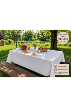 L'Opaline Tek Kullanımlık Kağıt (1 ADET) Masa Örtüsü 100x150 cm Beyaz, Doğum Günü, Nişan, Söz, Baby Shower, Piknik, Parti, Bahçe, Balkon, Organizasyon Sofra Örtüsü