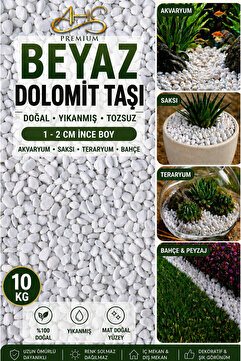 AHS Beyaz Dolomit Taş 5 Kg 1-2 Cm Dere Çakıl Taşı Bahçe Peyzaj Süs Taşı Saksı Teraryum Akvaryum Taşı