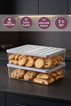 SELKA HOME 2 Adet 4 Lt. Nora Organizer Buzdolabı Buzluk Düzenleyici Saklama Kabı