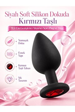 Lolita Shop Büyük Boy Renkli Taşlı 9,5 Cm Anal İçin Genişletici Süper Pürüzsüz Silikon Dokuda Anal Plug ve Tıkaç