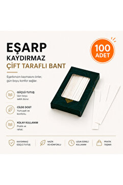 KarapolatYapı Eşarp Kaydırmaz Çift Taraflı Bant 100’Lü Paket Çift Taraflı İğnesiz Eşarp Şal Sabitleme Bandı