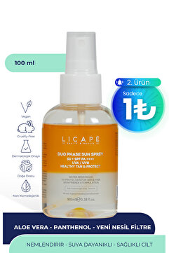 Licape Kuru Ve Hassas Ciltler İçin İki Aşamalı, Su Bazlı Ve Suya Dayanıklı Güneş Kremi 100ml