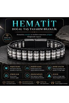 YILDIZ DOĞAL TAŞ Sertifikalı Hematit Doğal Taş Tasarım Erkek Bileklik