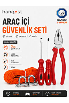 HANGAST ARAÇ İÇİ GÜVENLİK SETİ PENSE+TORNAVİDA+3 METRE ÇEKİ HALATI