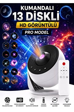 Wearfit Pro 4K Pro Galaxy Yıldız Projektörü Kumandalı Planetaryum Gece Lambası 13 Değiştirilebilir Diskli 360° Döner Uzay Projeksiyon Cihazı Çocuk & Yetişkin