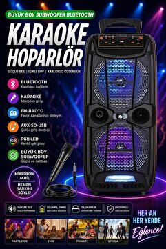 nextbuy Büyük Boy Karaoke Speaker Mikrofonlu Bluetooth Hoparlör Extra Bass-Tweeter Subwoofer Ses Bombası