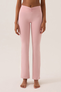 Los Ojos x Ece Pembe Bel Detaylı İspanyol Paça Pantolon Ruched & Flared