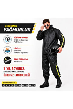 Bursahatırası Kurye Motorcu Yağmurluk %100 Su Geçirmez Dikişsiz Reflektörlü Alt Üst Takım