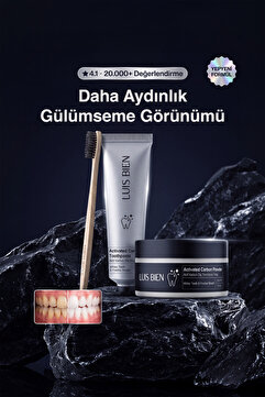 Luis Bien Aktif Karbon Diş Temizleme ve Beyazlatma Seti | Macun + Toz + Bambu Fırça