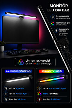 Neo Vista Dokunmatik Monitör Üstü LED Aydınlatma RGB Ambiyans & 3 Renk Işık Ayarlanabilir