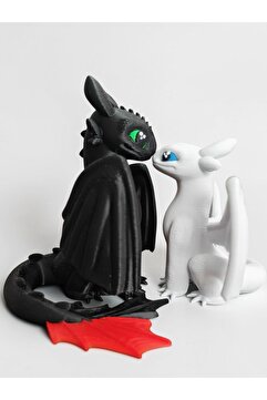 3D Dükkanı Dişsiz Ve Işığın Öfkesi - Toothless Ejderhanı Nasıl Eğitirsin Figürleri - 2si Birlikte