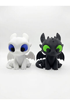 DEMİRHAN3D 🐉💚 Dişsiz & Light Fury Ejderha Figür Seti – Aşkın Efsanesi | 11,5 cm PLA Koleksiyon