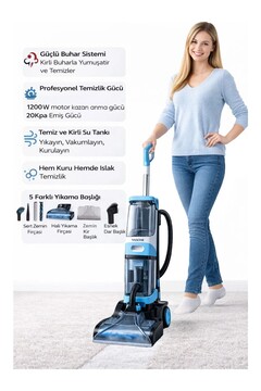 Yasomi T20 Pro HydroStream Buharlı Dikey Halı Yıkama Koltuk Yıkama ve Buharlı Paspas Makinesi