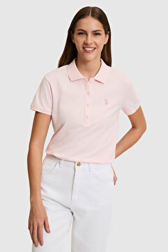U.S. Polo Assn. Kadın Açık Pembe Polo Yaka Basic Tişört 50321818-VR078