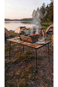 TIDY OUTDOOR Kamp Masası Mangallı Masa Barbekü Masası Katlanır Kamp Masası, Piknik Masası, Bahçe Ve Balkon Masası